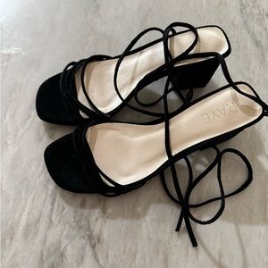 Raye Black Strappy Women's Heels